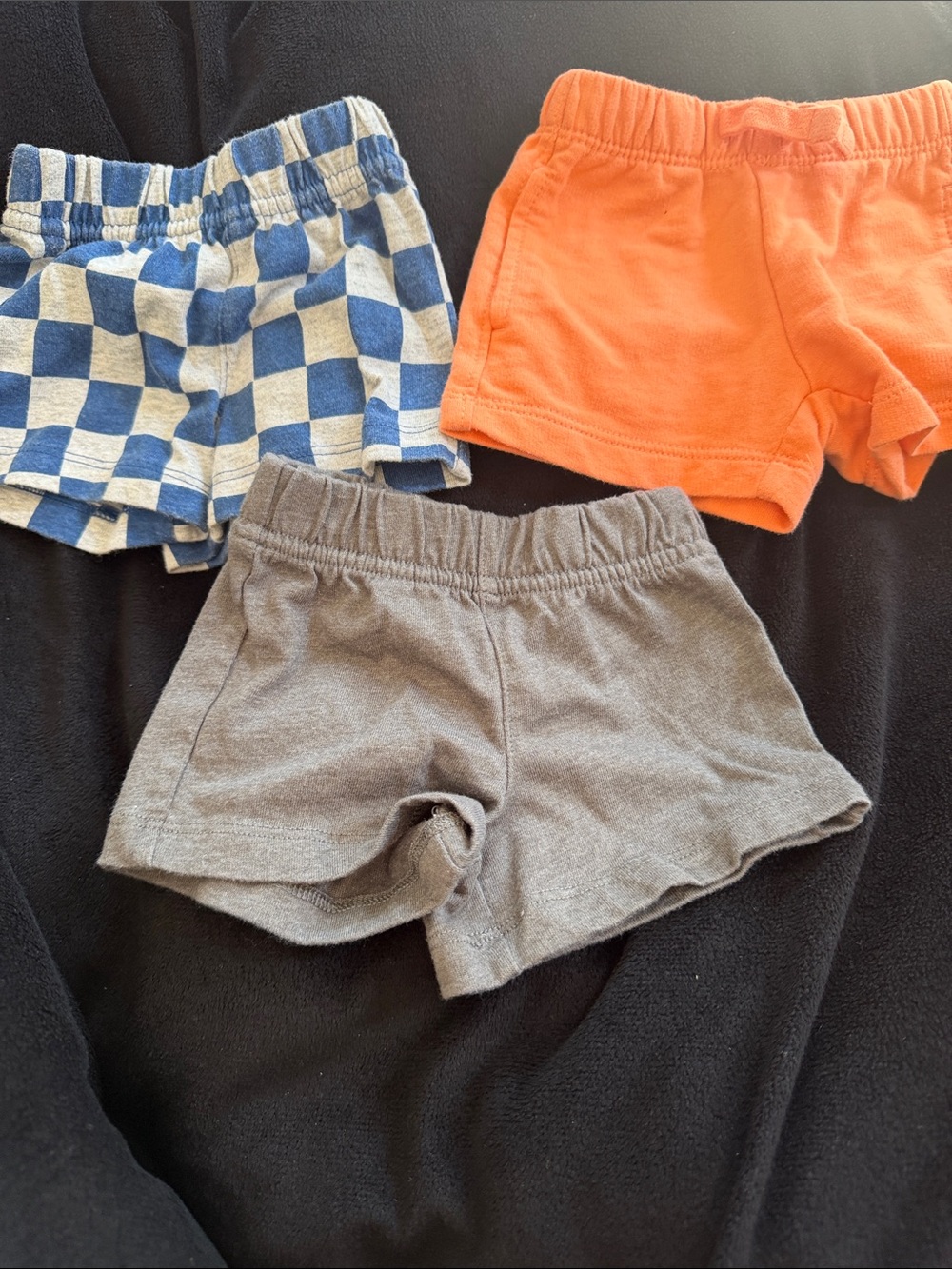 wonder nation Three-Pack Shorts in Blue Check, Orange & Gray